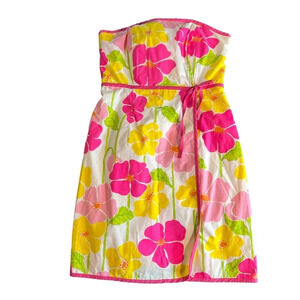 Lilly Pulitzer Strapless Floral Motif‎ Muiltcolored Spring Wrap Dress Size 4